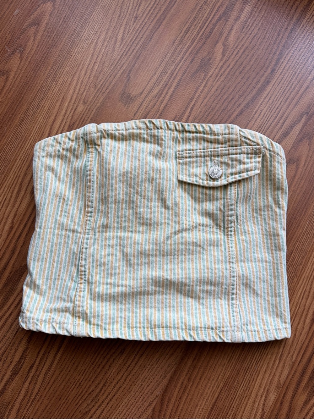 Zara Striped Denim Corset Bustier Tube Top Size Small